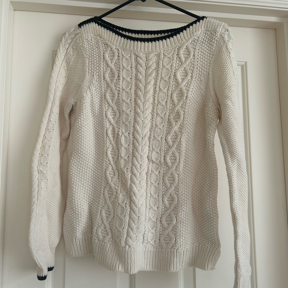 JCrew 100% Cotton Women's Cable Knit Sweater - Cream
